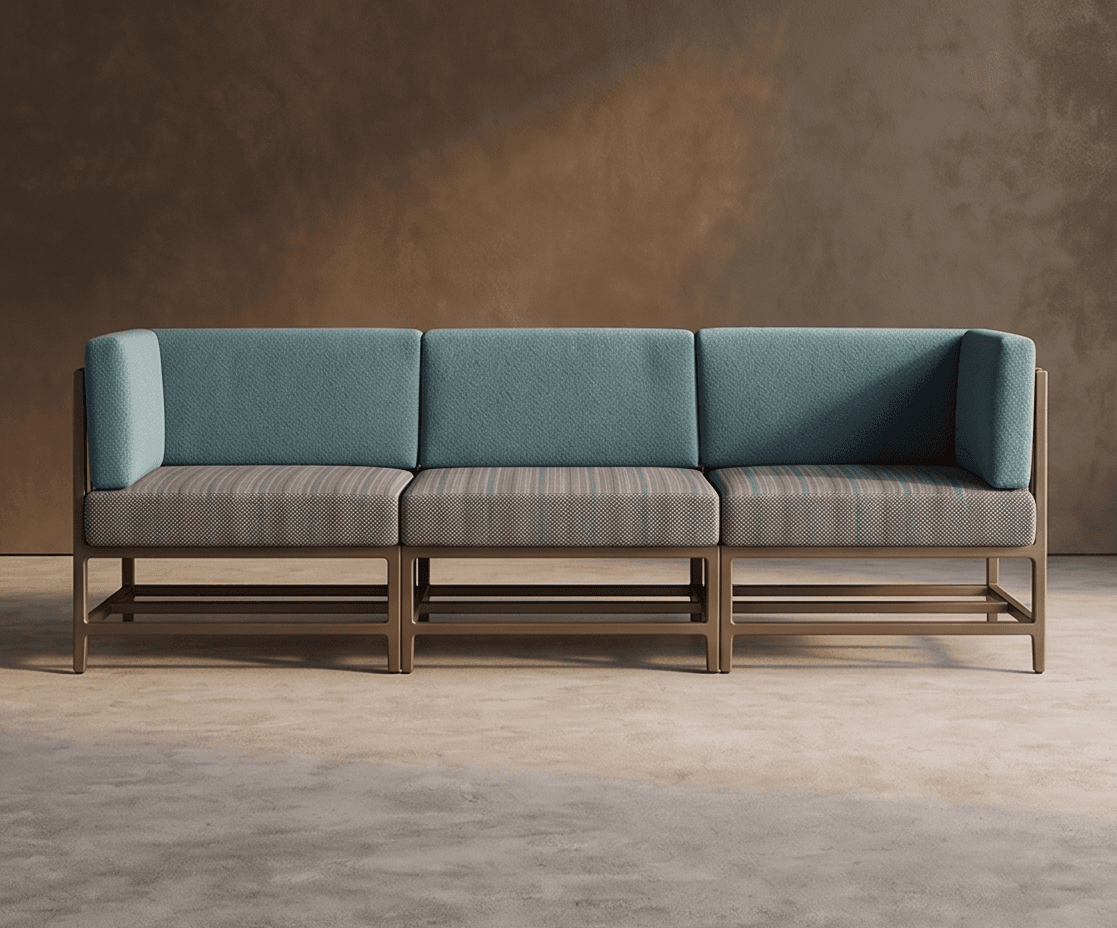 Teal Upholstered Sectional Sofa Brass