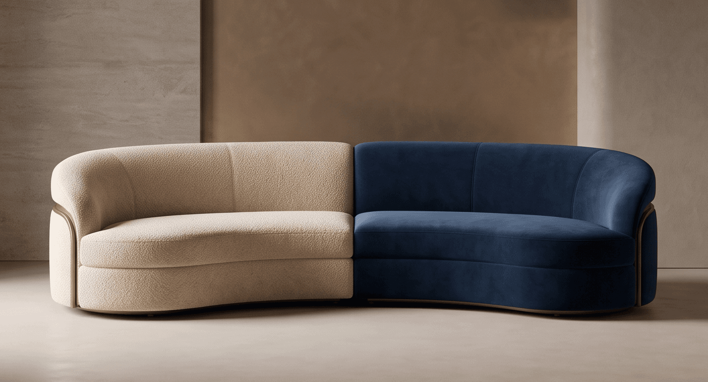 Velvet Upholstered Sectional Sofa Angle 1