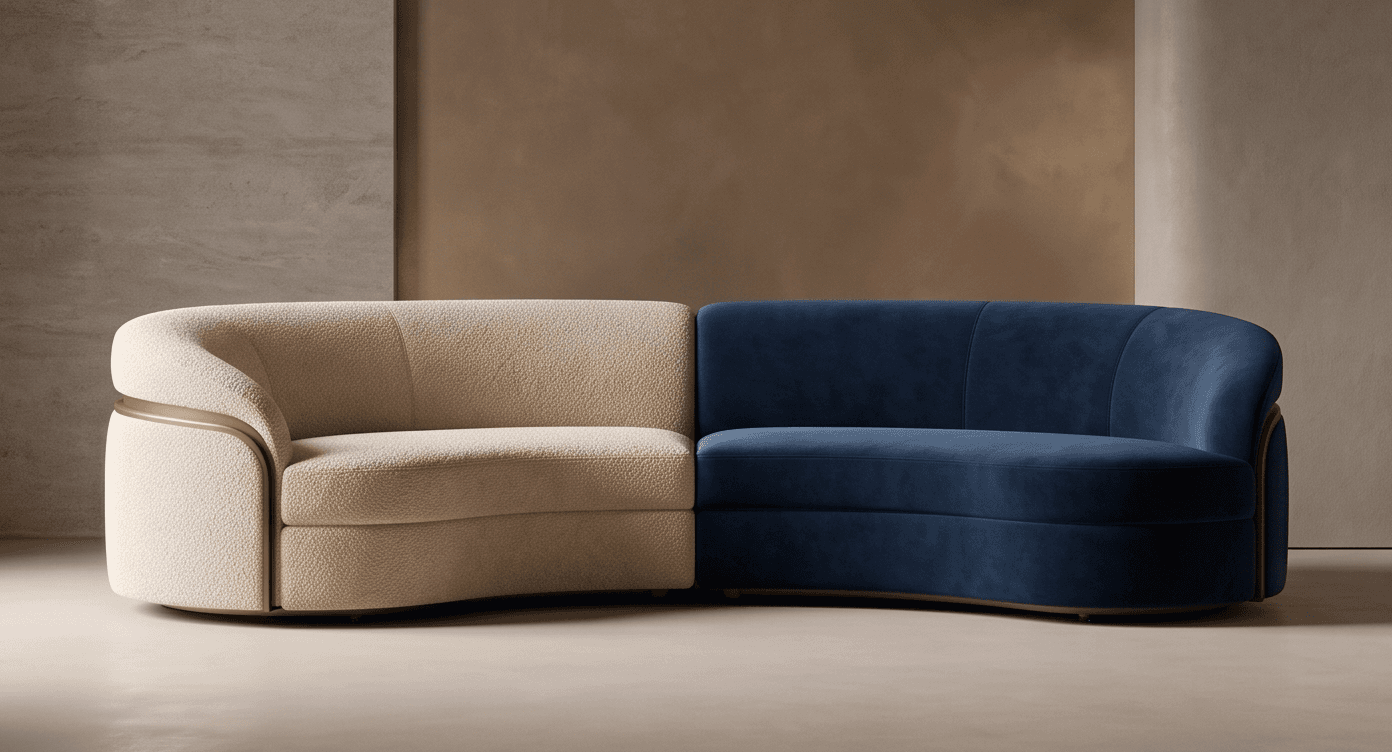 Velvet Upholstered Sectional Sofa Angle 2