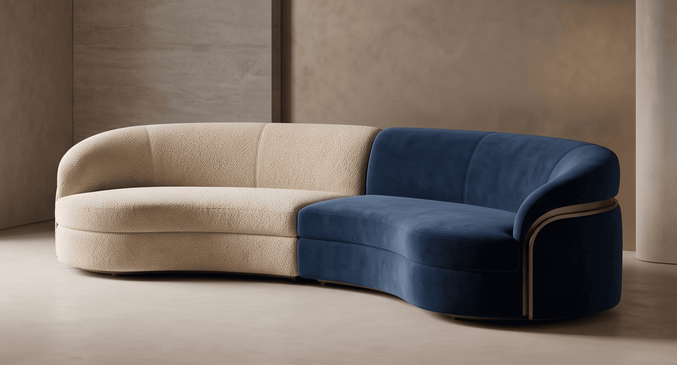 Velvet Upholstered Sectional Sofa Angle 3