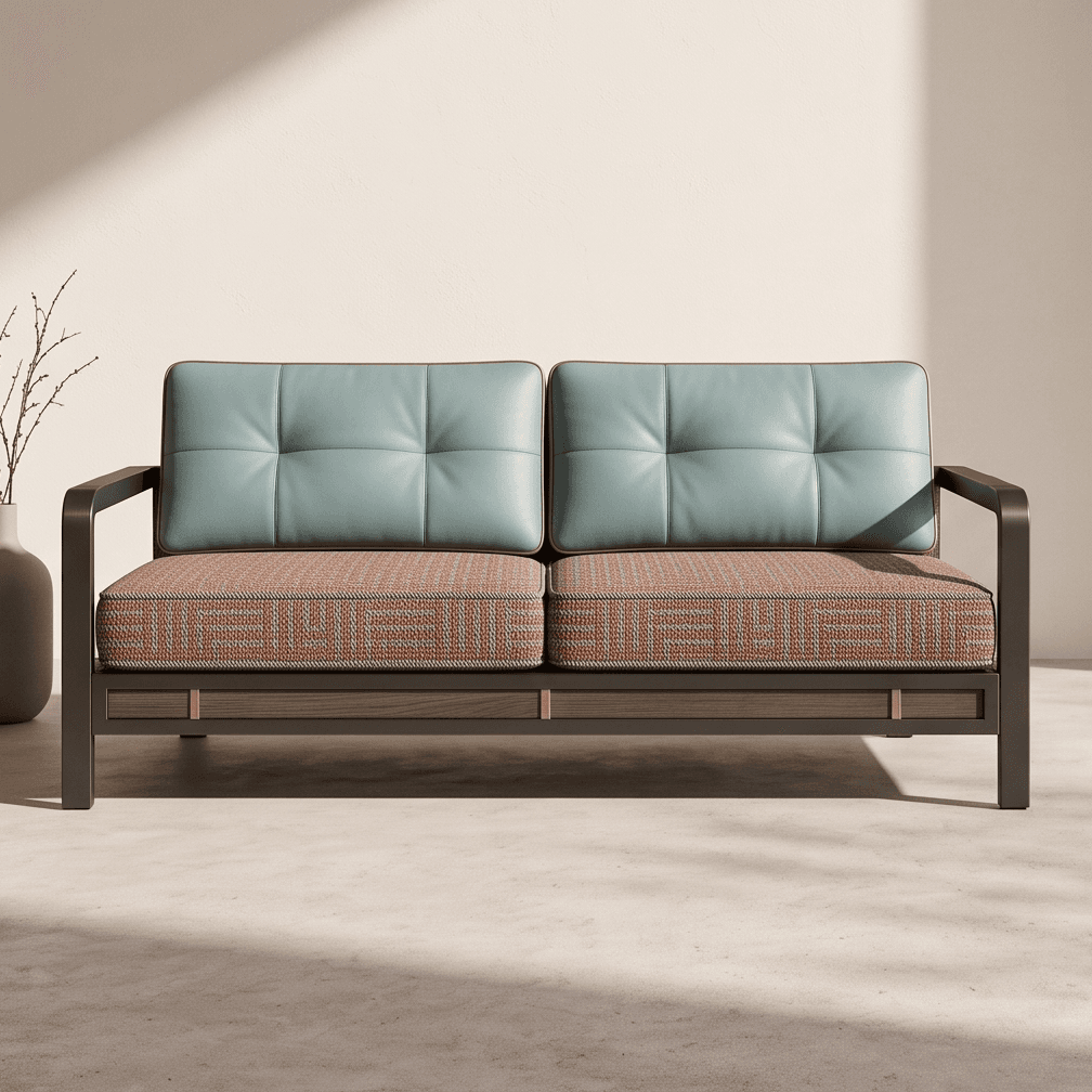 Leather And Textile Sofa Angle 1
