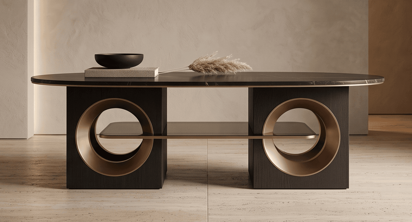 Dark Wood Round Coffee Table