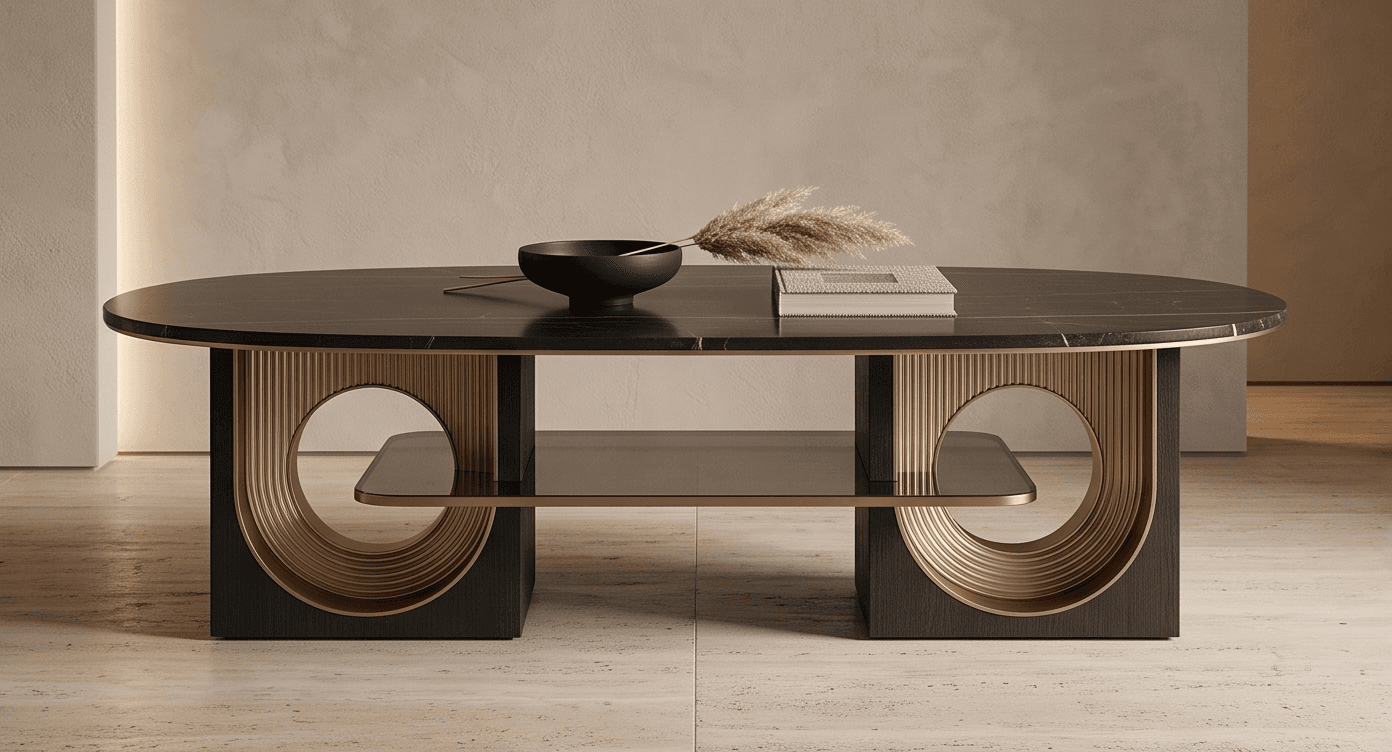 Dark Wood Round Coffee Table angle 2