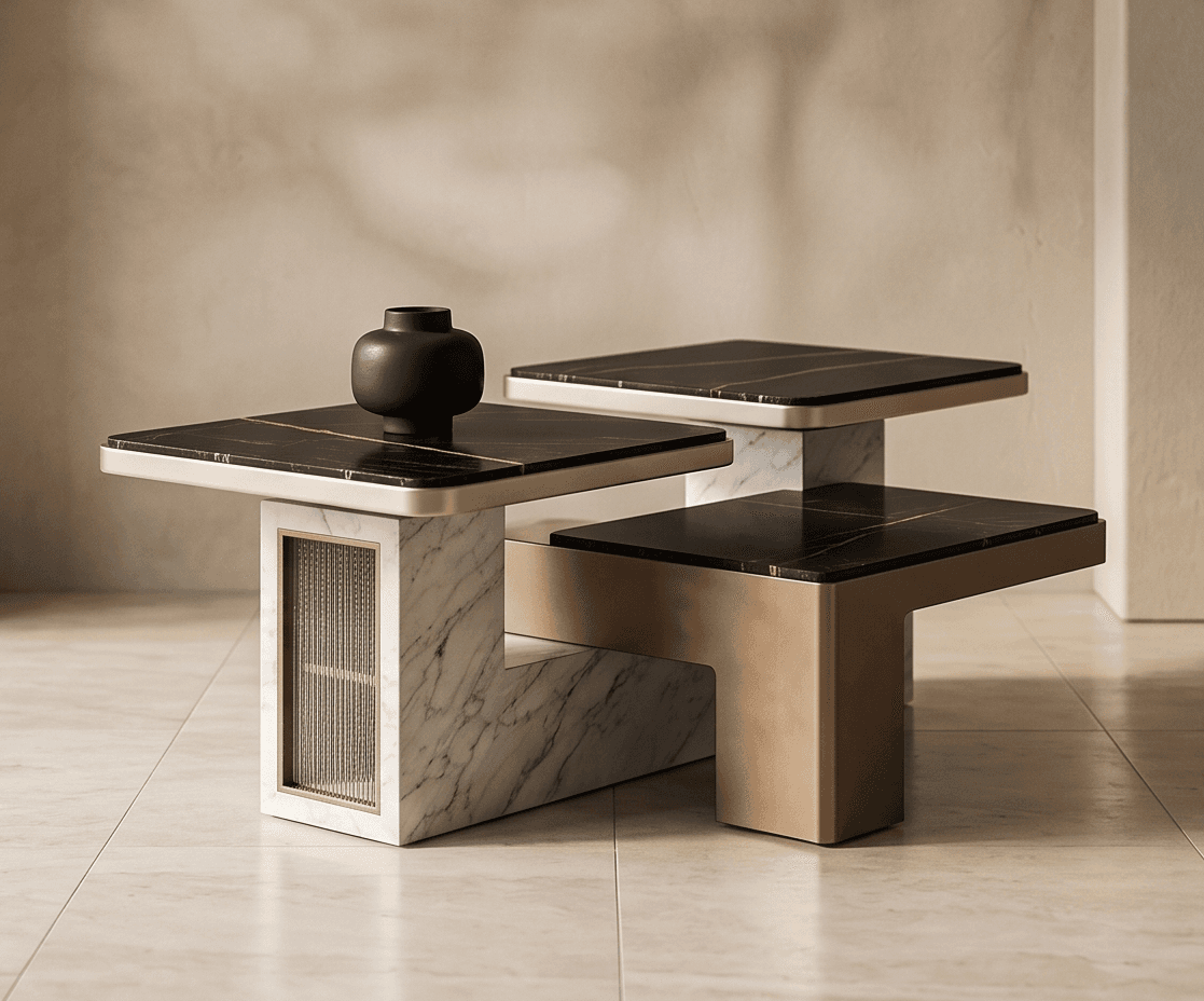 Marble And Gold Coffee Table Angle 3