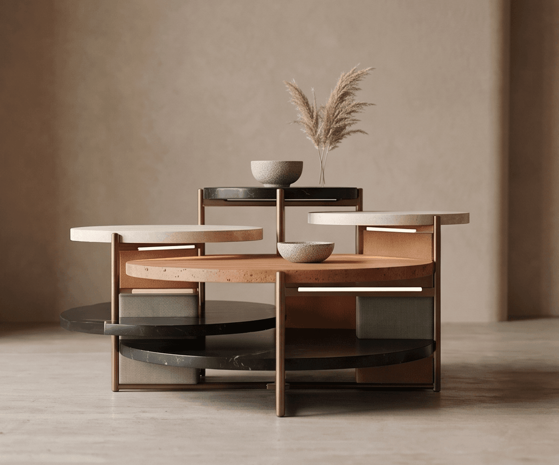 Marble And Wood Coffee Table