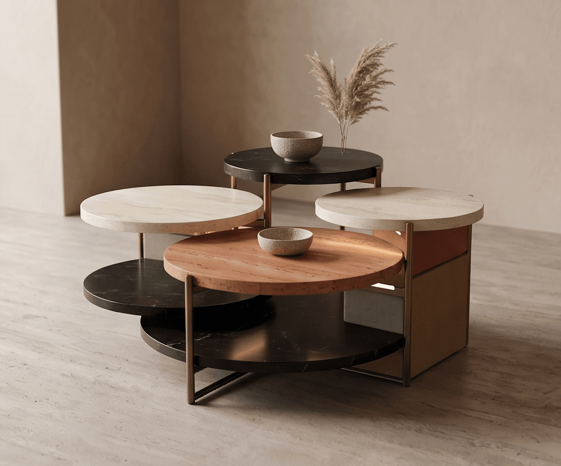 Marble And Wood Coffee Table Angle 3