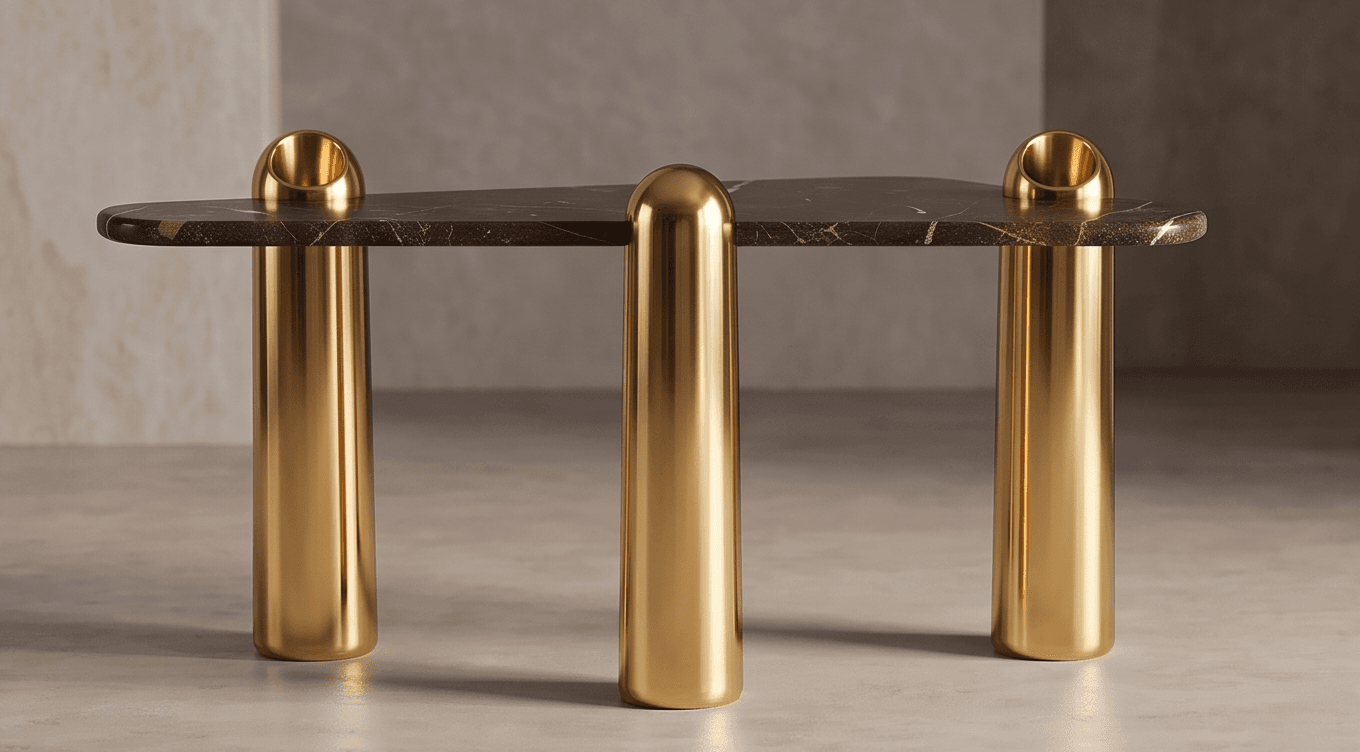 Marble Top Gold Base Coffee Table 2 Angle 1