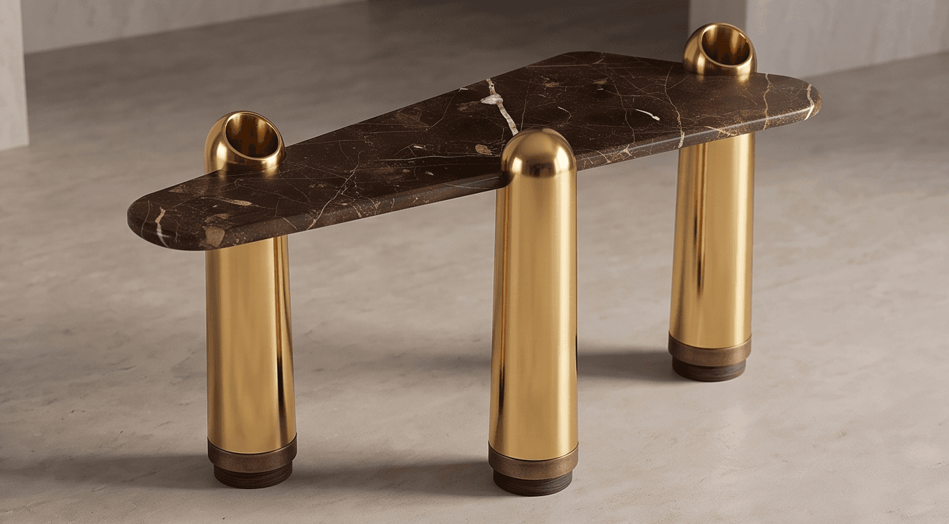 Marble Top Gold Base Coffee Table 2 Angle 2
