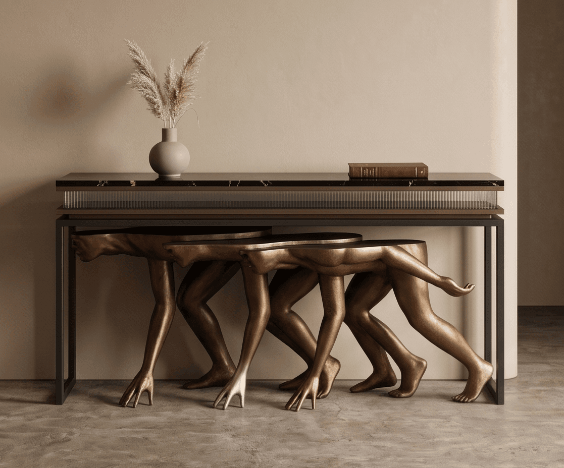 Bronze Legged Console Table