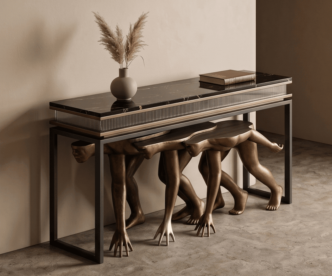 Bronze Legged Console Table angle 2