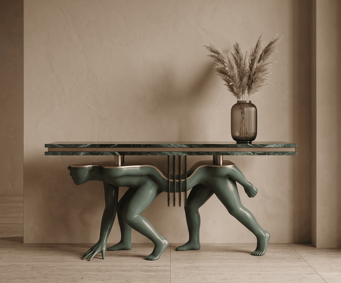 Green Marble Top Console Table
