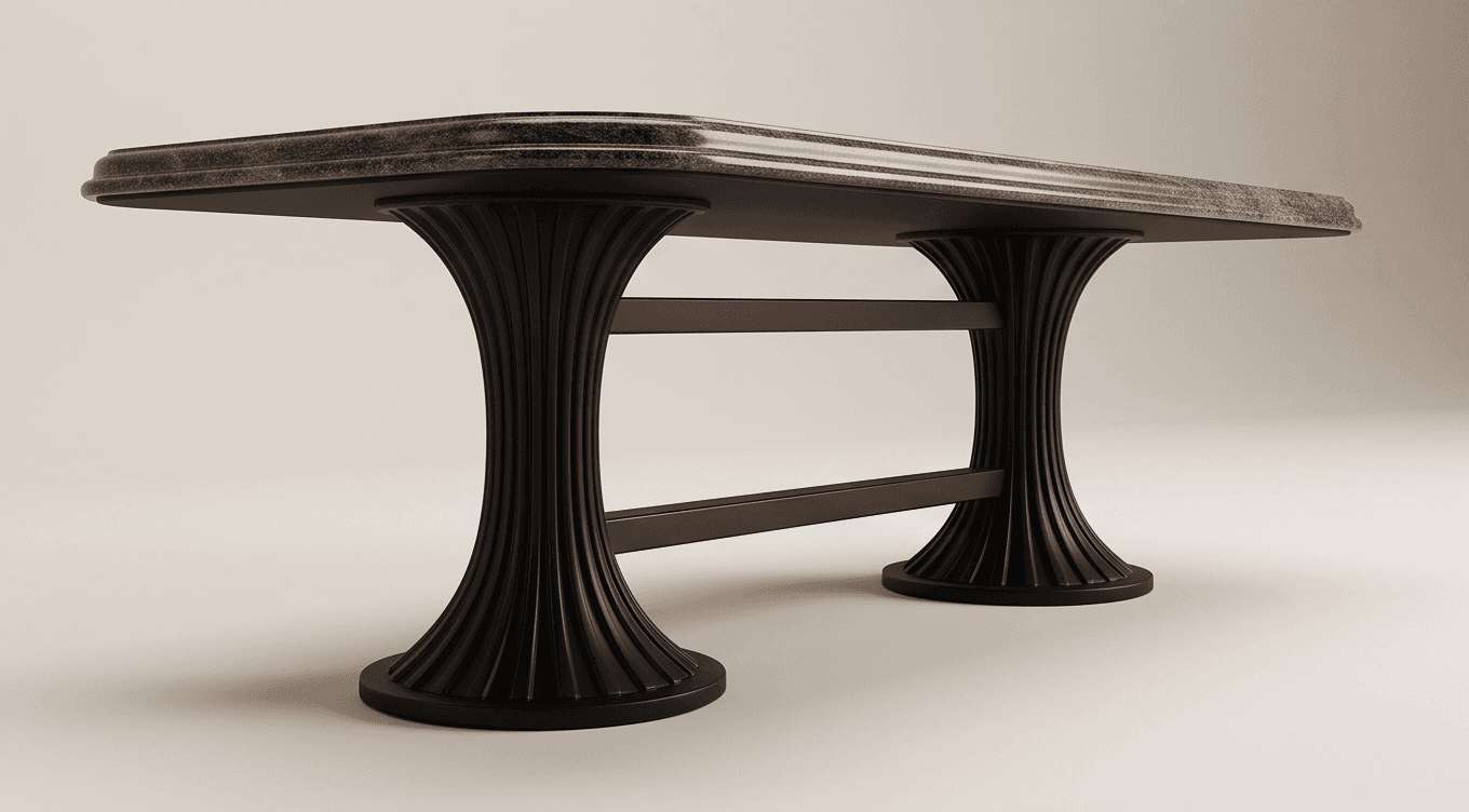 Marble Top Black Base Console Table angle 2
