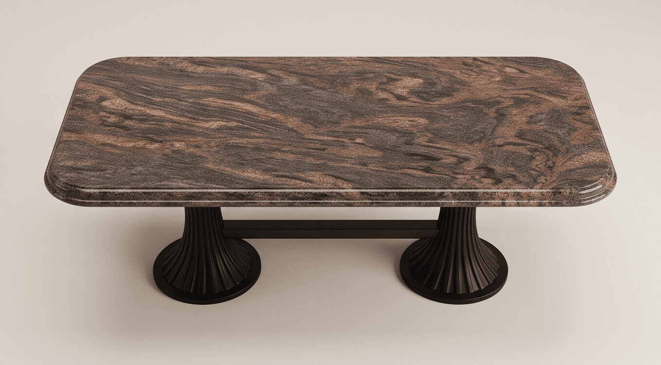 Marble Top Black Base Console Table Angle 3