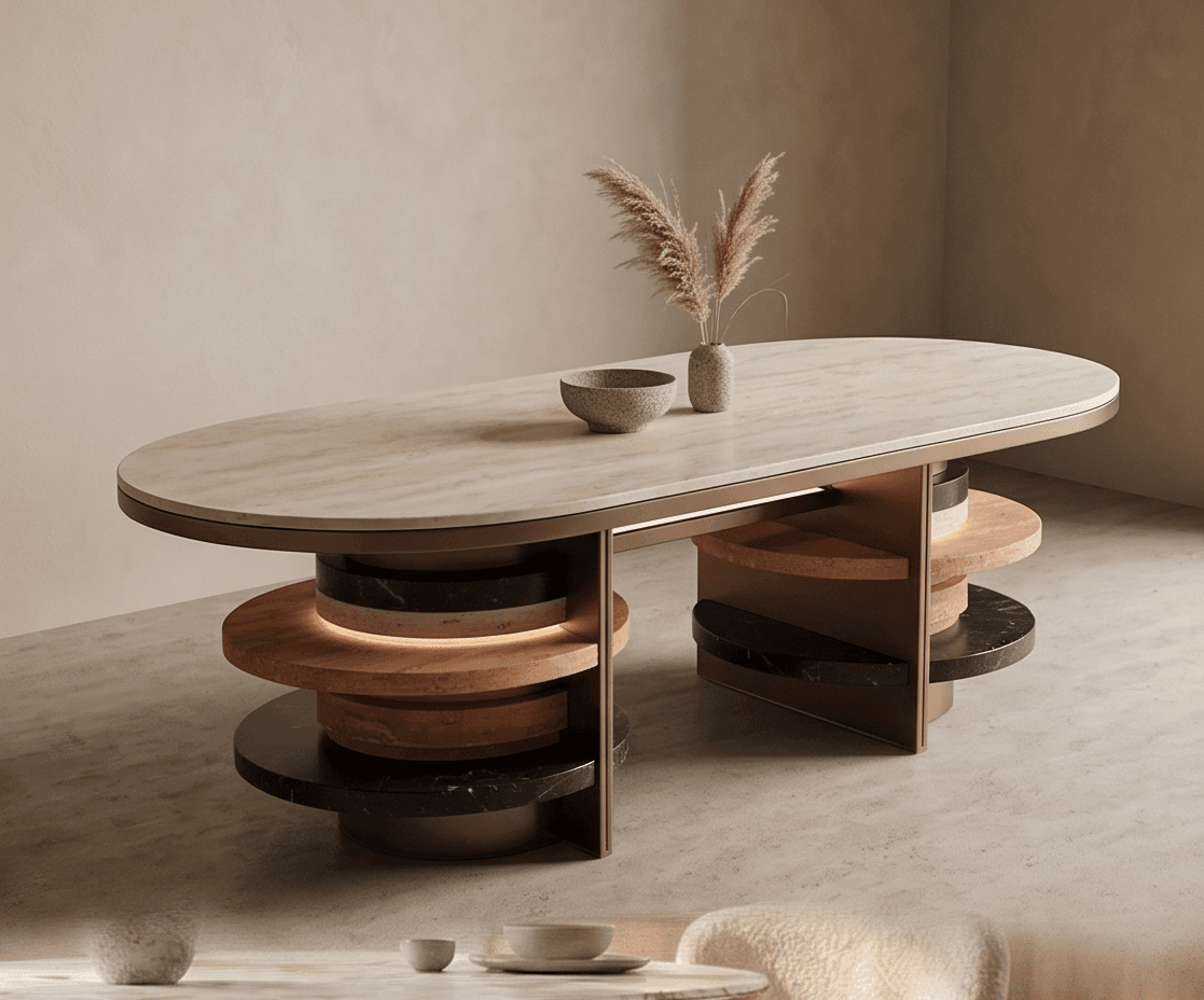Marble Top Brass Base Dining Table angle 2