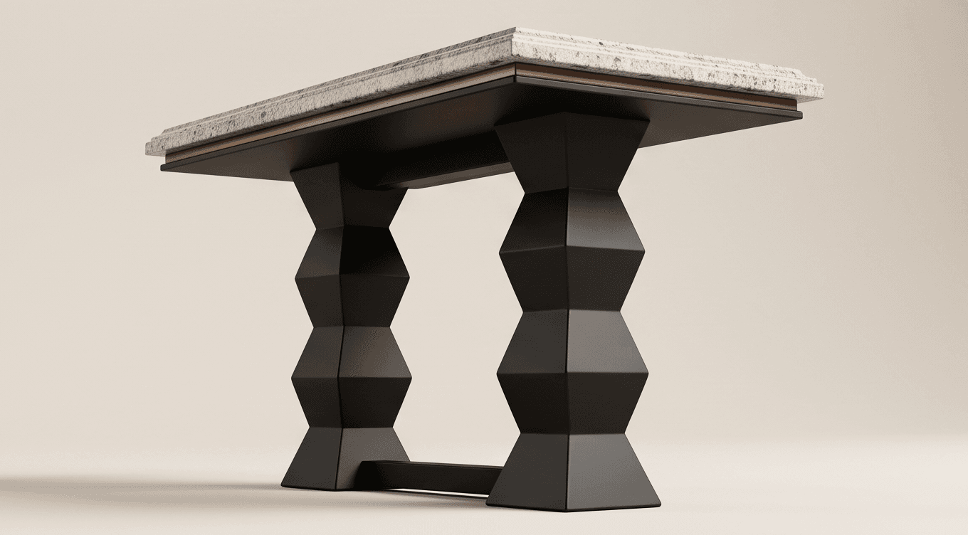 Black Geometric Side Table Marble Angle 1