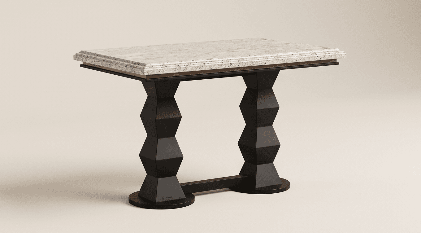 Black Geometric Side Table Marble Angle 2