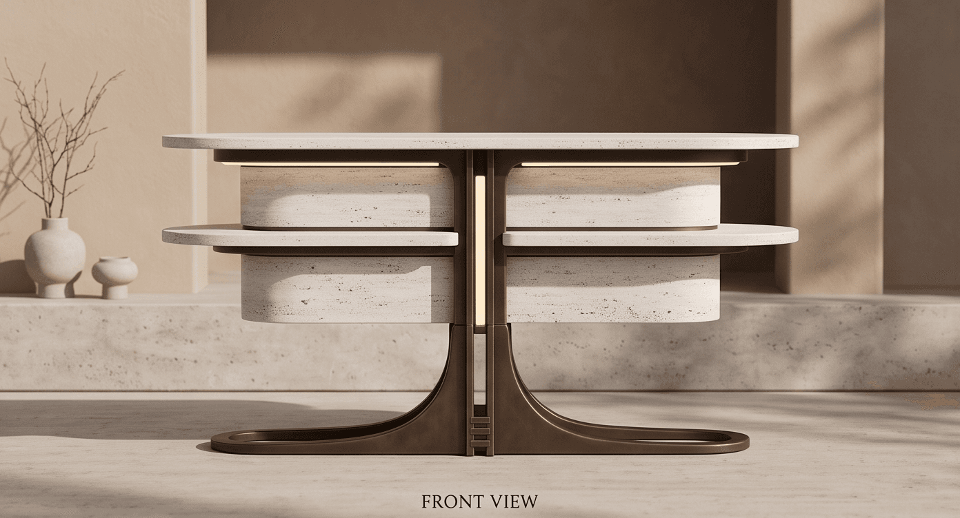 Concrete Top Brass Base Side Table