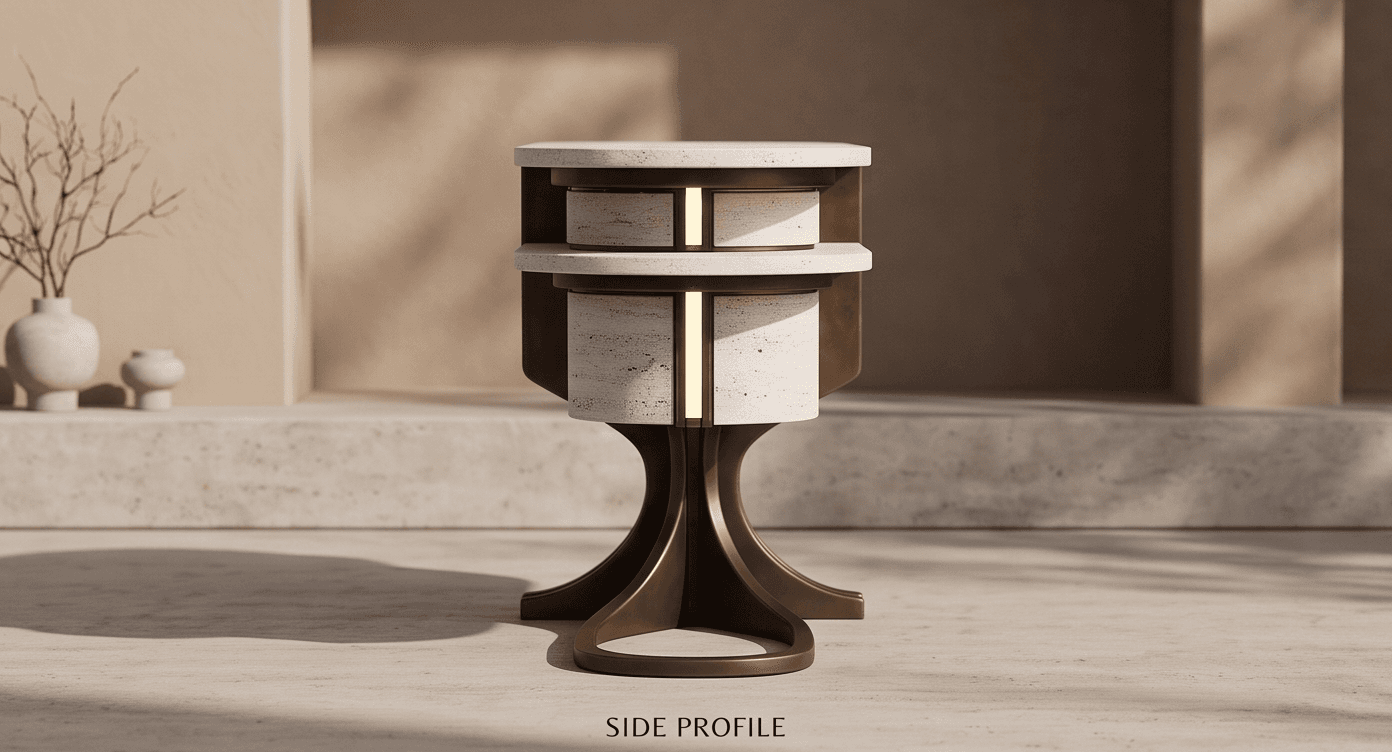 Concrete Top Brass Base Side Table angle 2