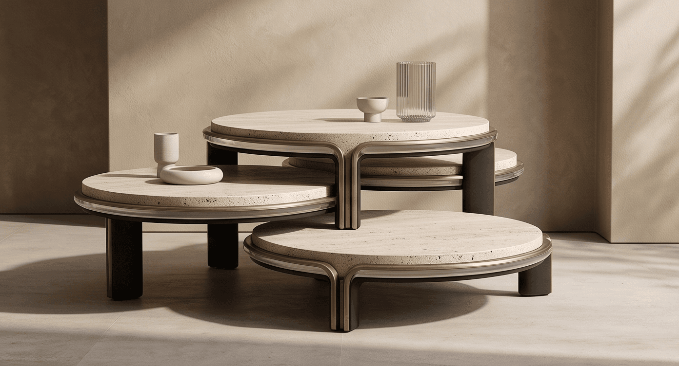 Concrete Top Metal Base Nesting Tables Angle 1