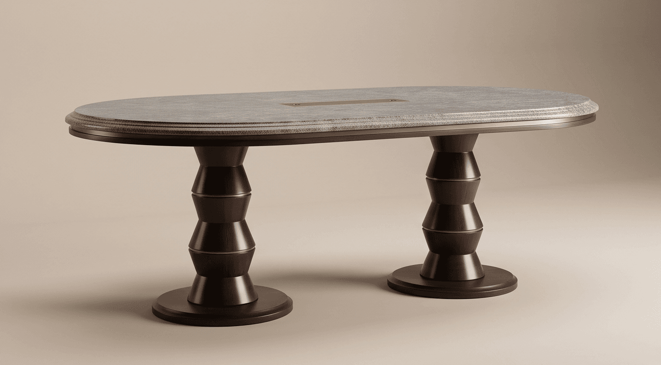 Dark Brown Double Pedestal Table Angle 1