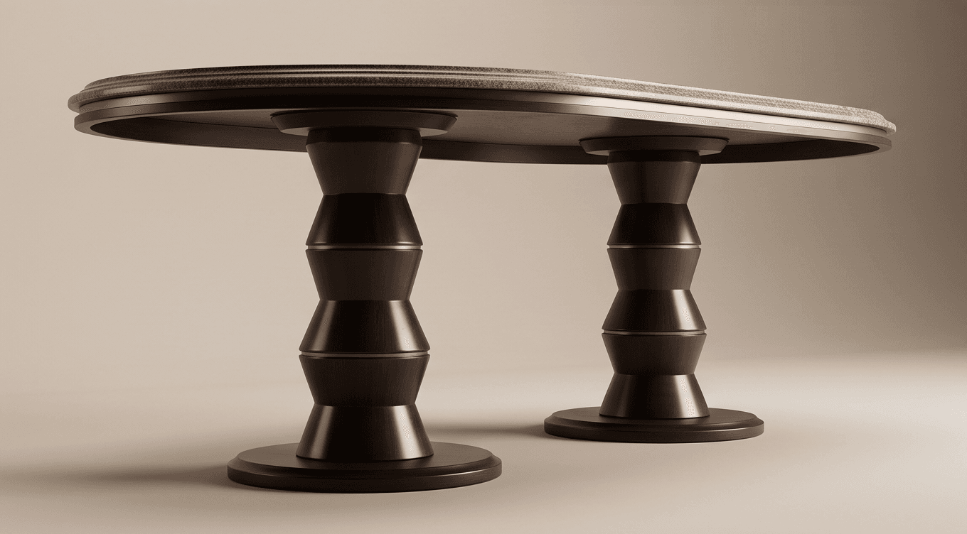 Dark Brown Double Pedestal Table Angle 2