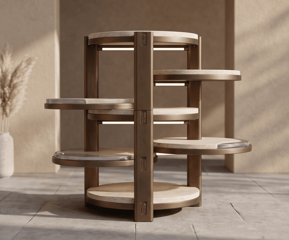 Marble Top Brass Side Table Angle 1