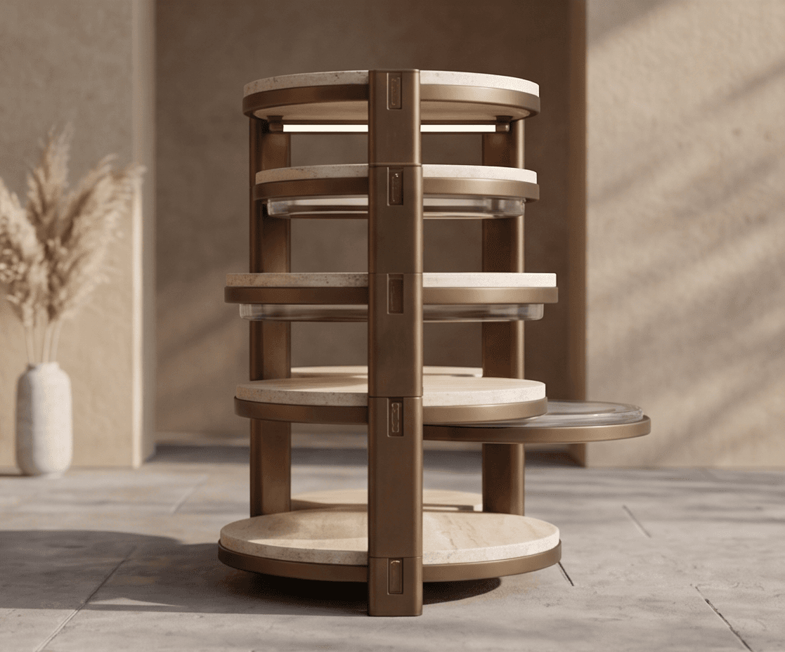 Marble Top Brass Side Table Angle 2