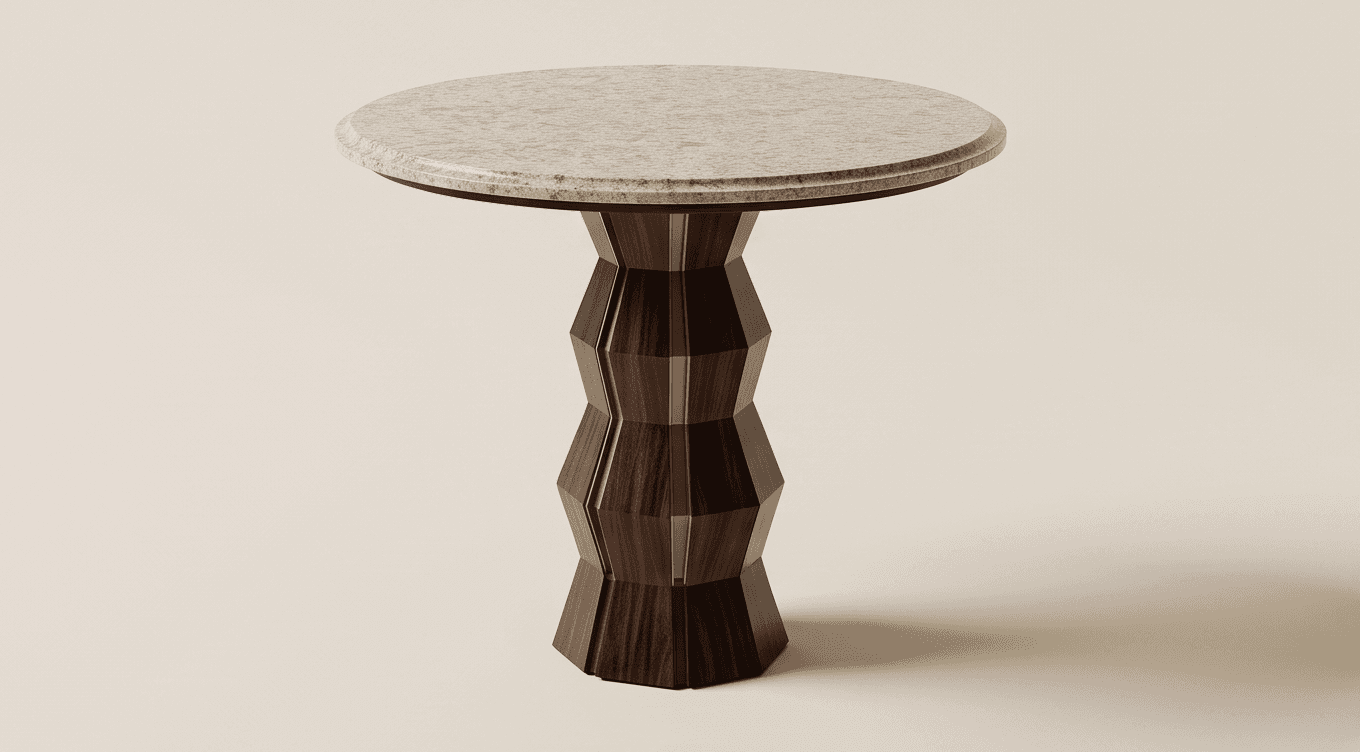 Marble Top Wood Side Table Angle 1
