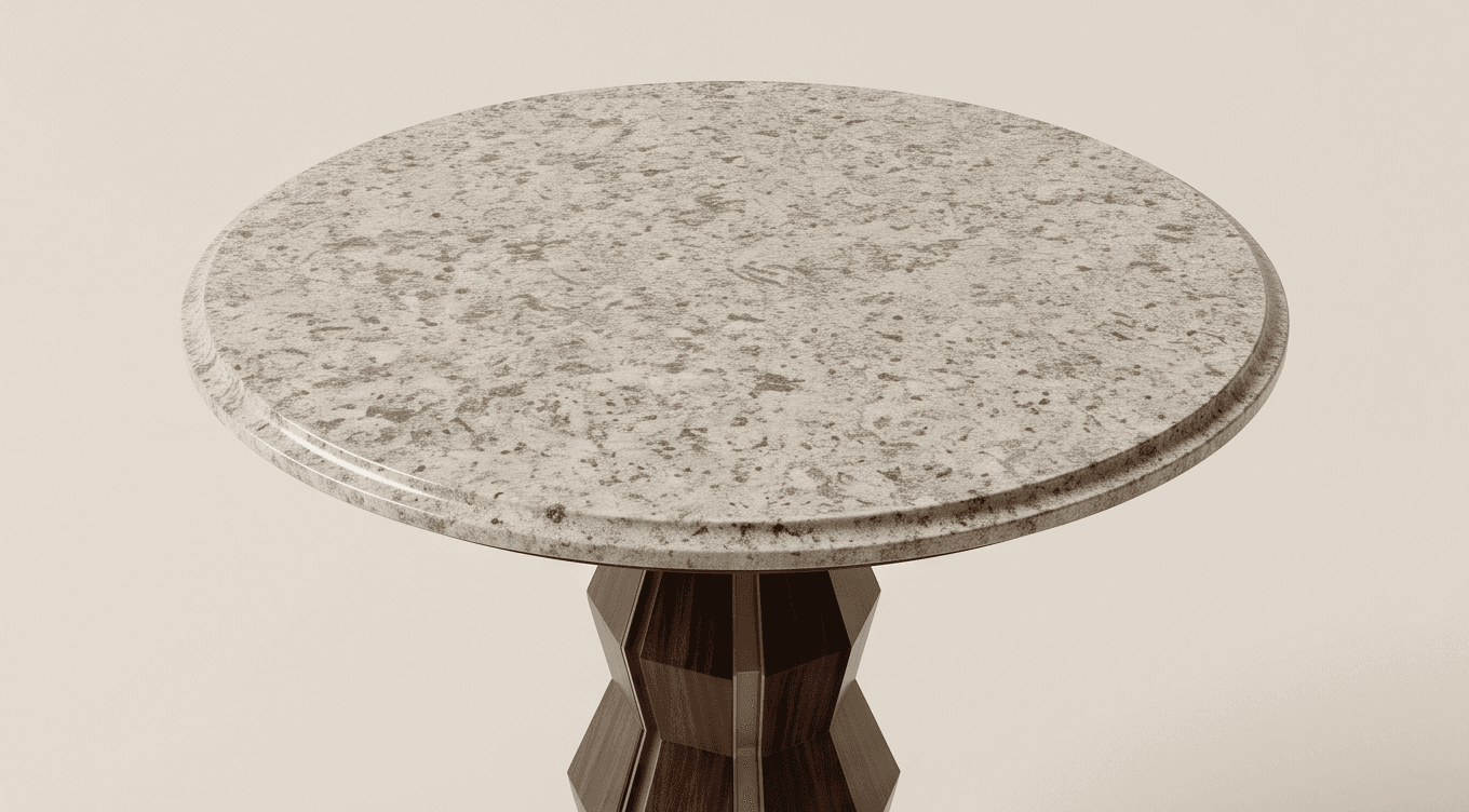 Marble Top Wood Side Table Angle 2