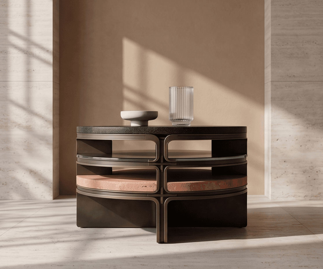 Metal And Marble Side Table Angle 1