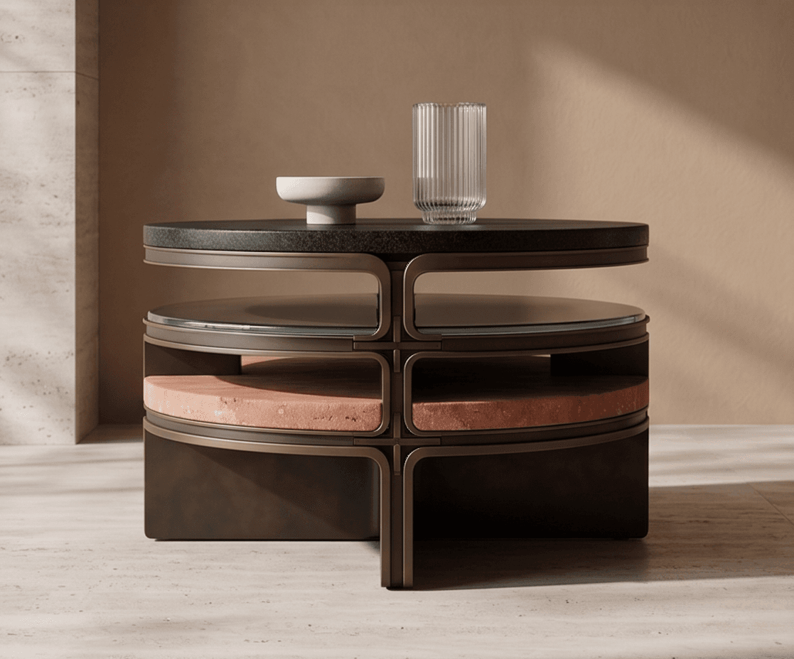 Metal And Marble Side Table Angle 2