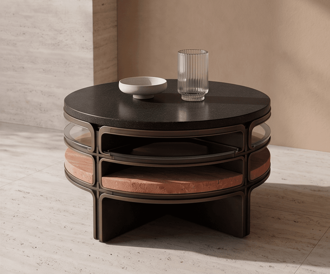 Metal And Marble Side Table Angle 3