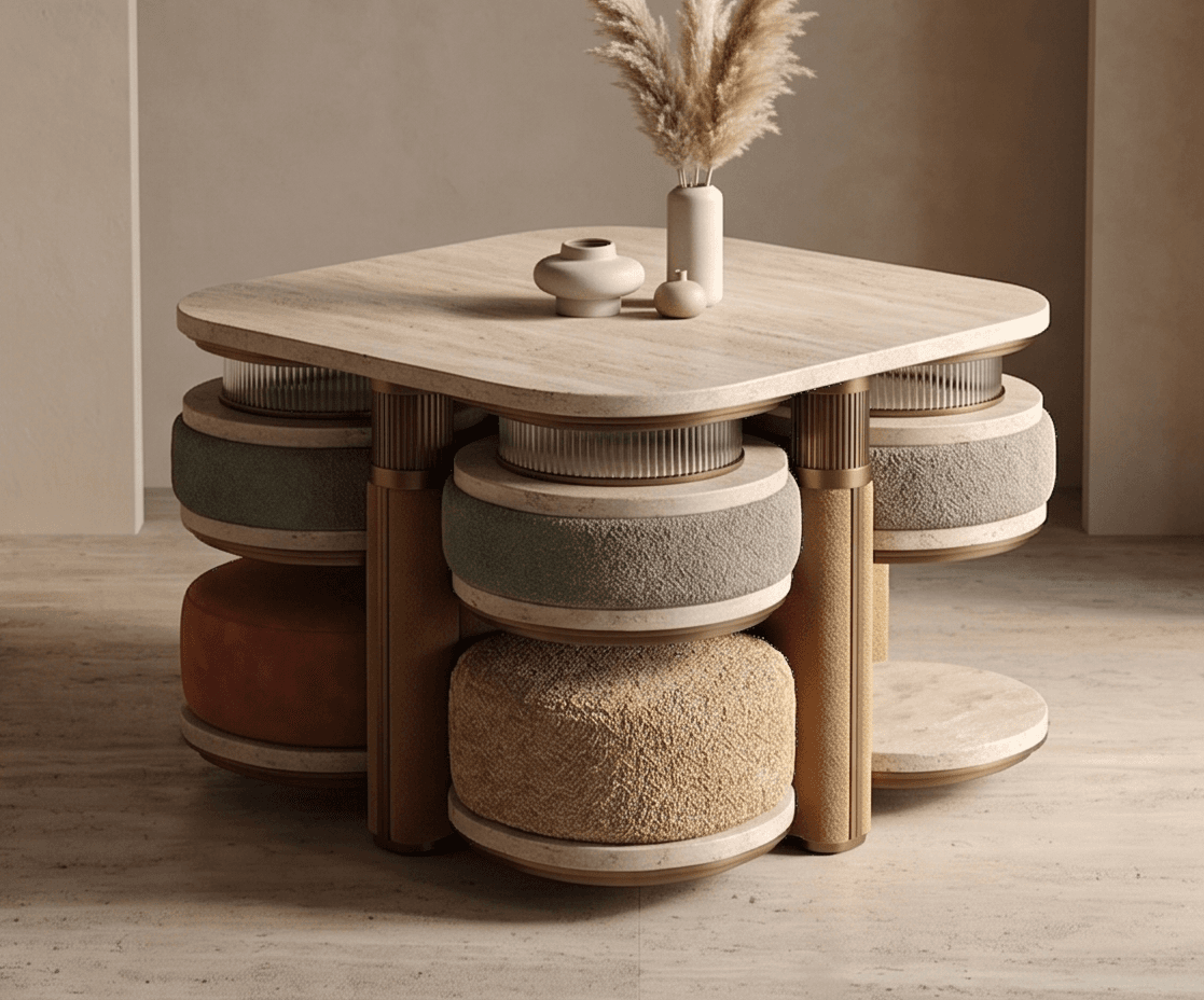 Stone Top Brass Base Side Table Angle 3