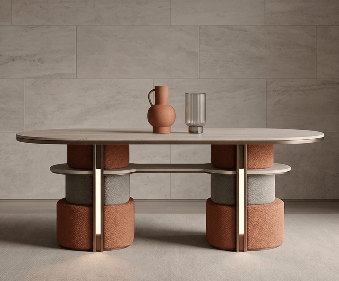 Textured Side Table Marble Angle 1