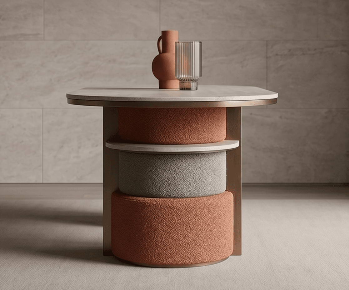 Textured Side Table Marble Angle 2