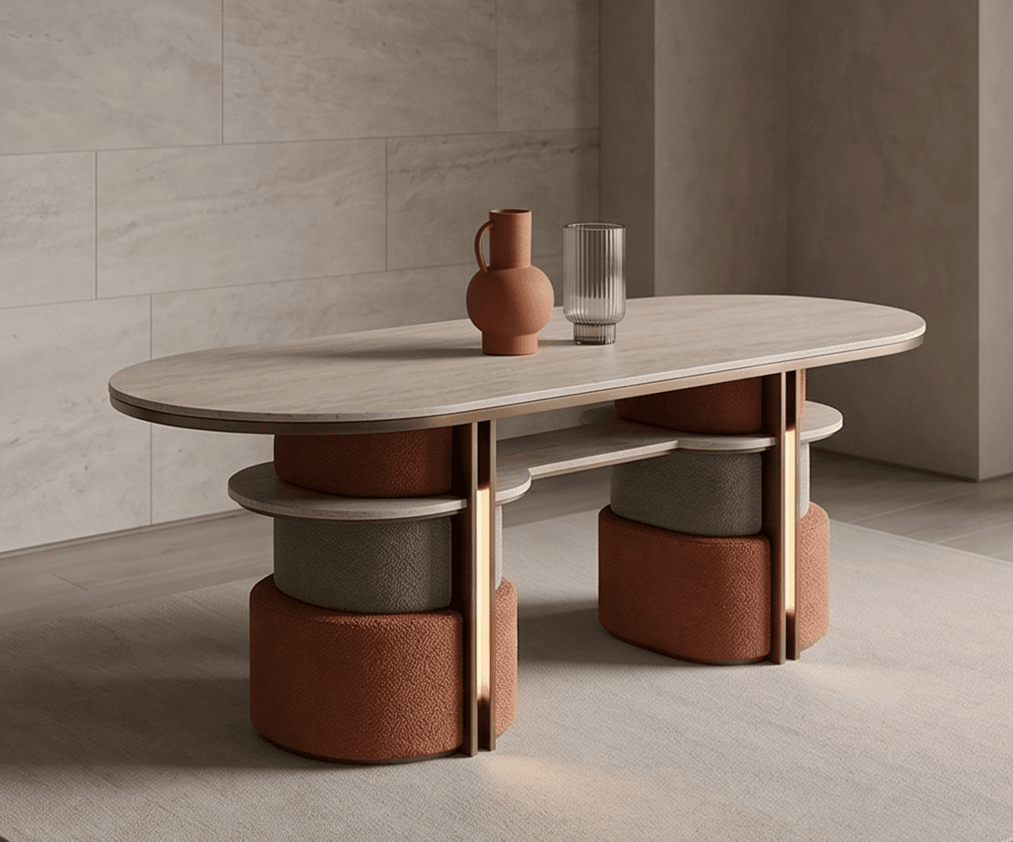 Textured Side Table Marble Angle 3