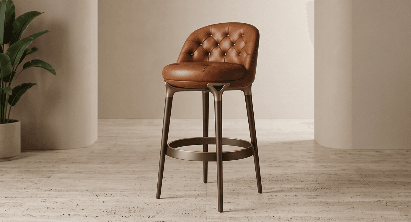 Leather Upholstered Bar Chair Angle 3