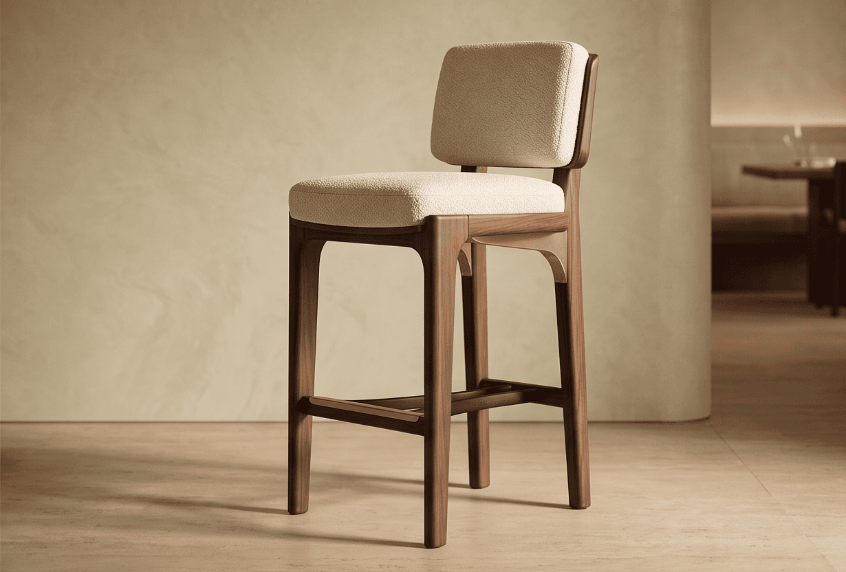 Wooden Fabric Bar Chair Angle 3