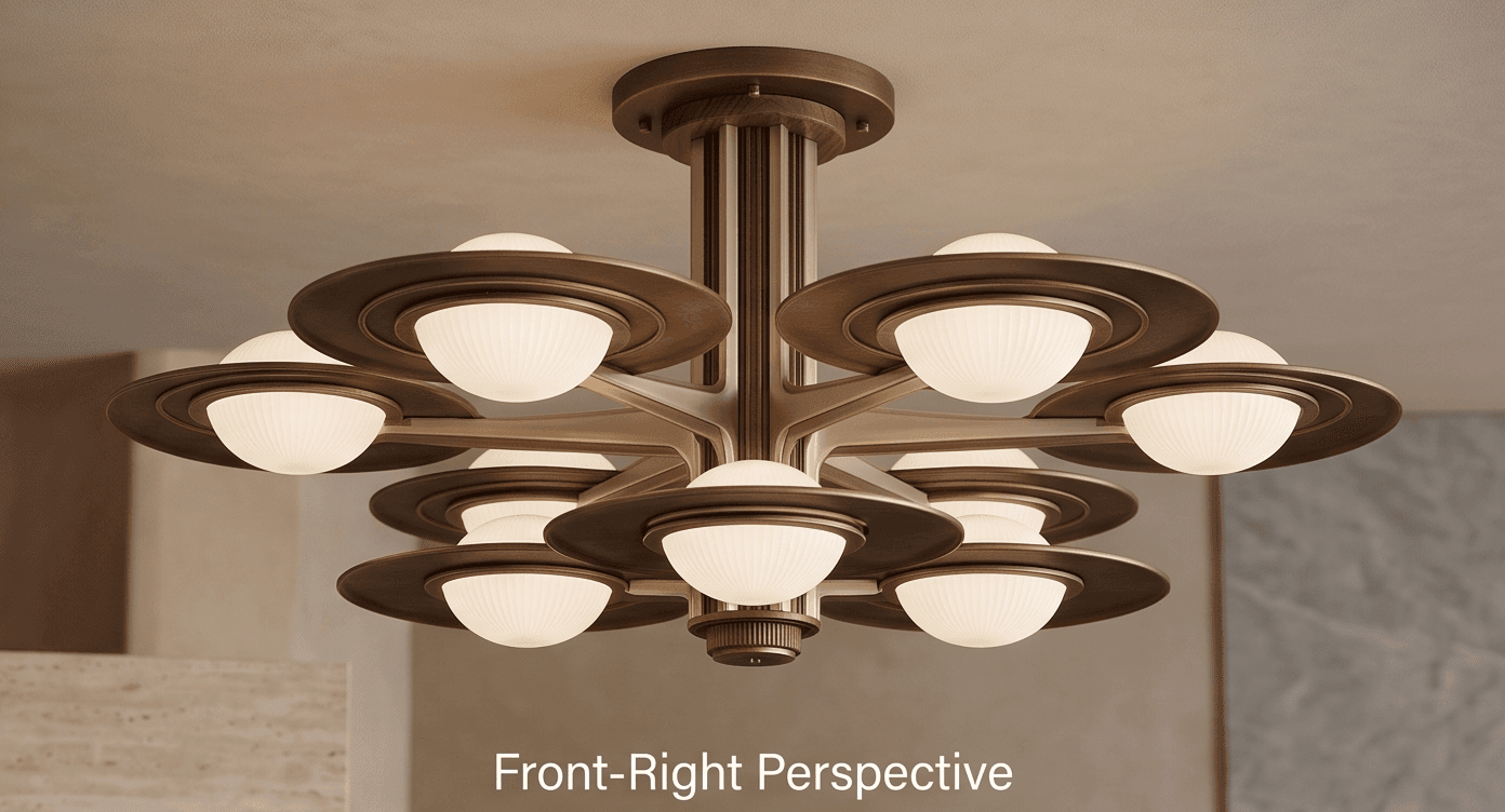 Brass Multi Bulb Ceiling Light Angle 1