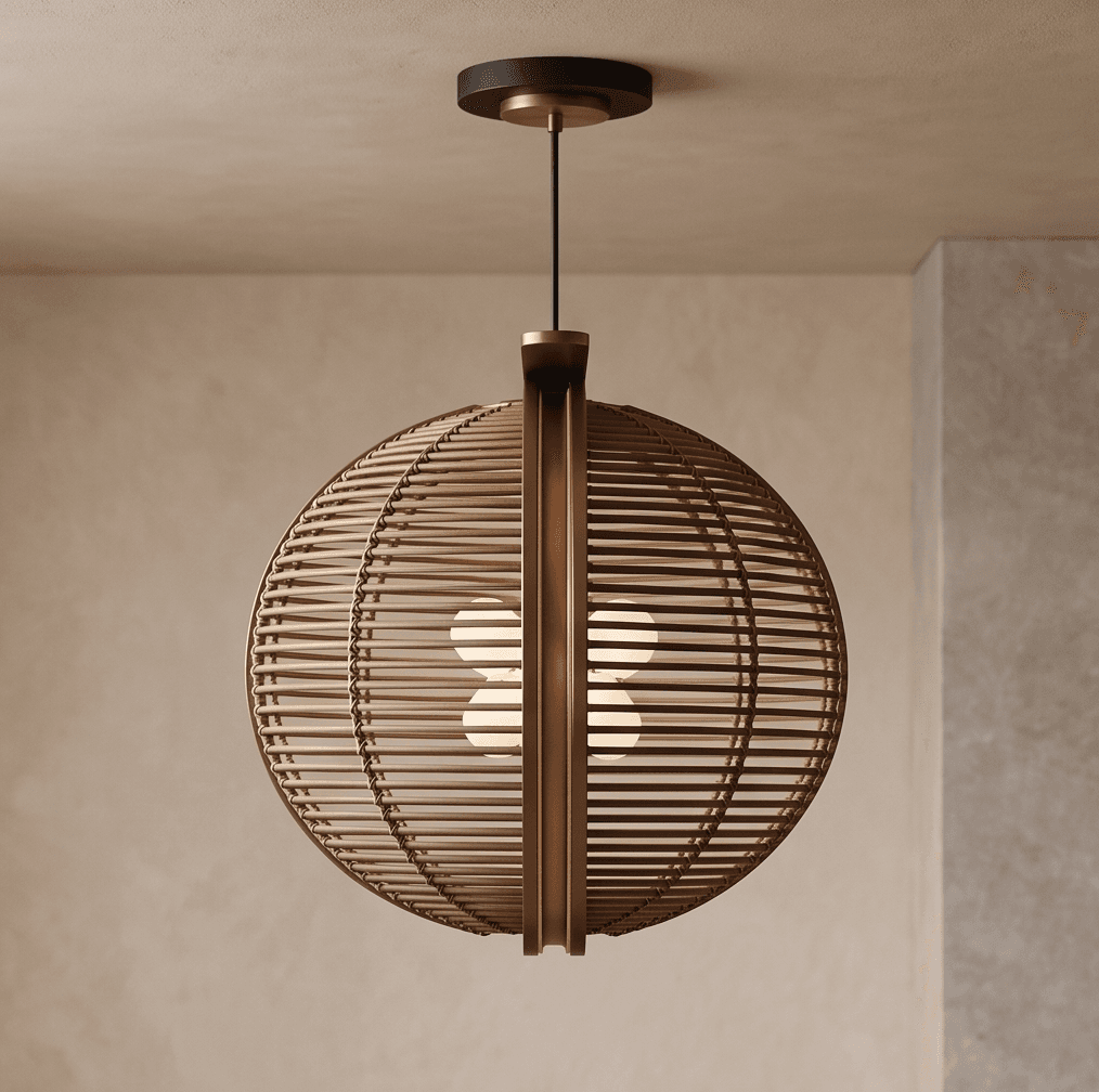 Bamboo Wood Pendant Light Angle 1