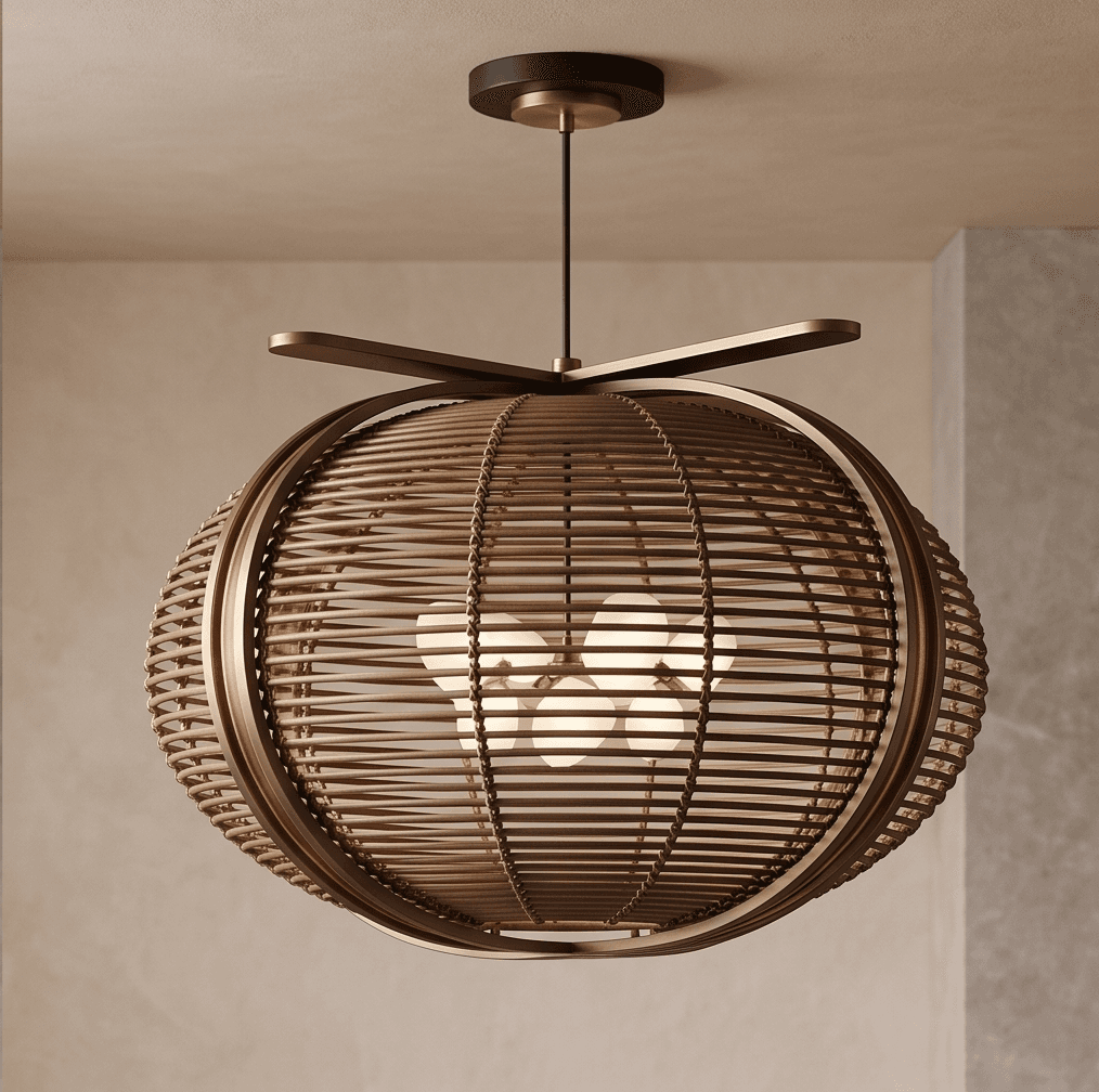 Bamboo Wood Pendant Light Angle 2