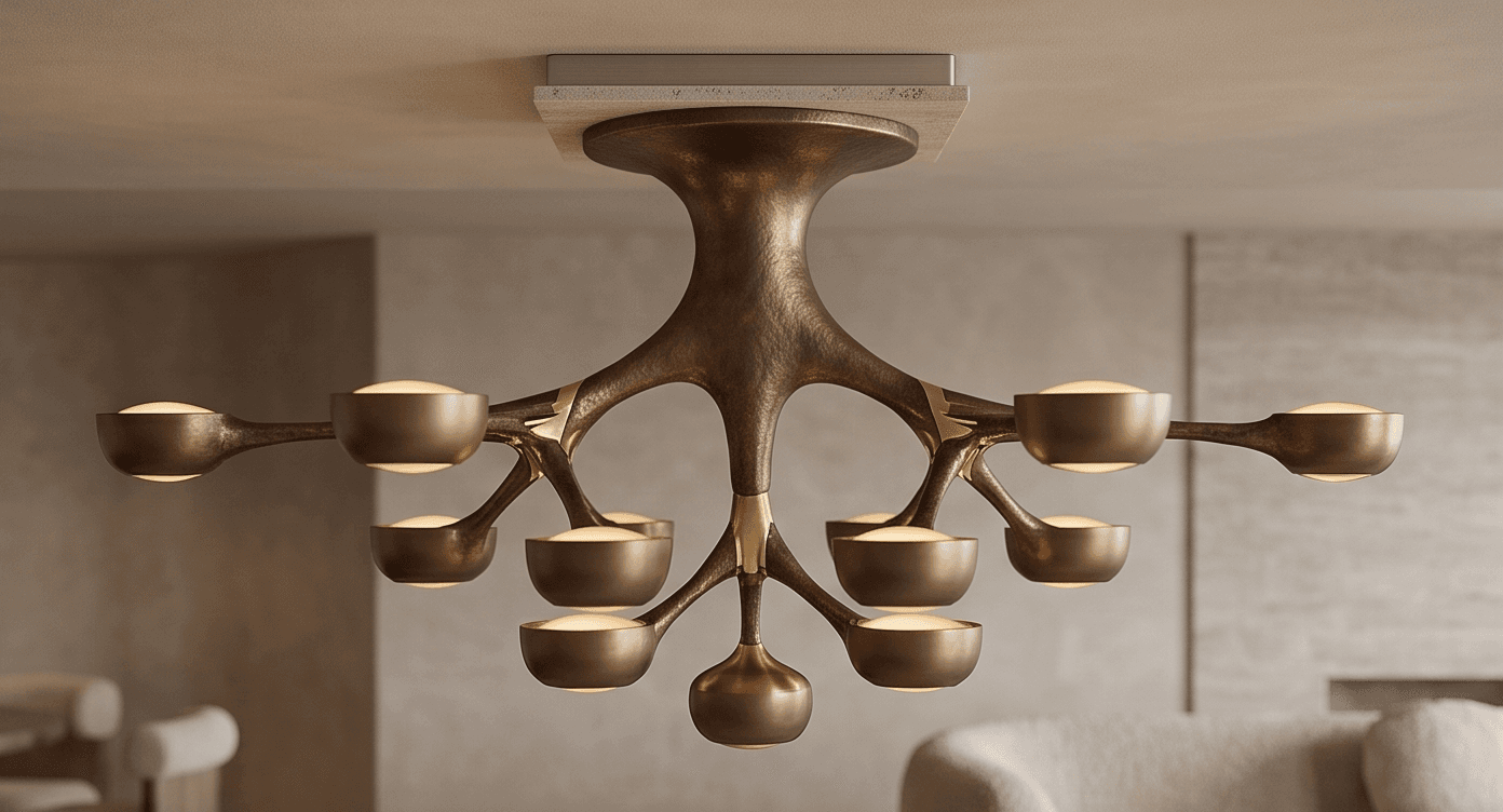 Brass 12 Light Chandelier