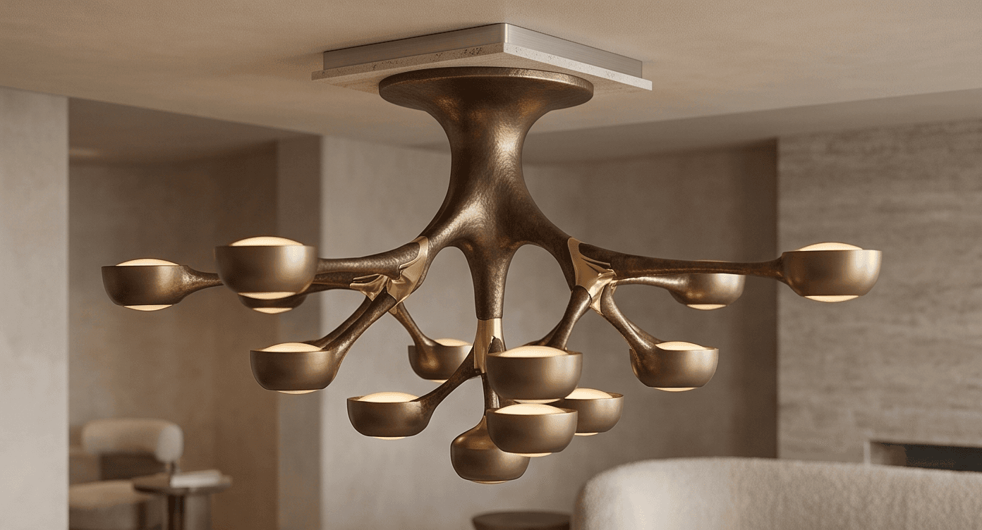 Brass 12 Light Chandelier angle 2