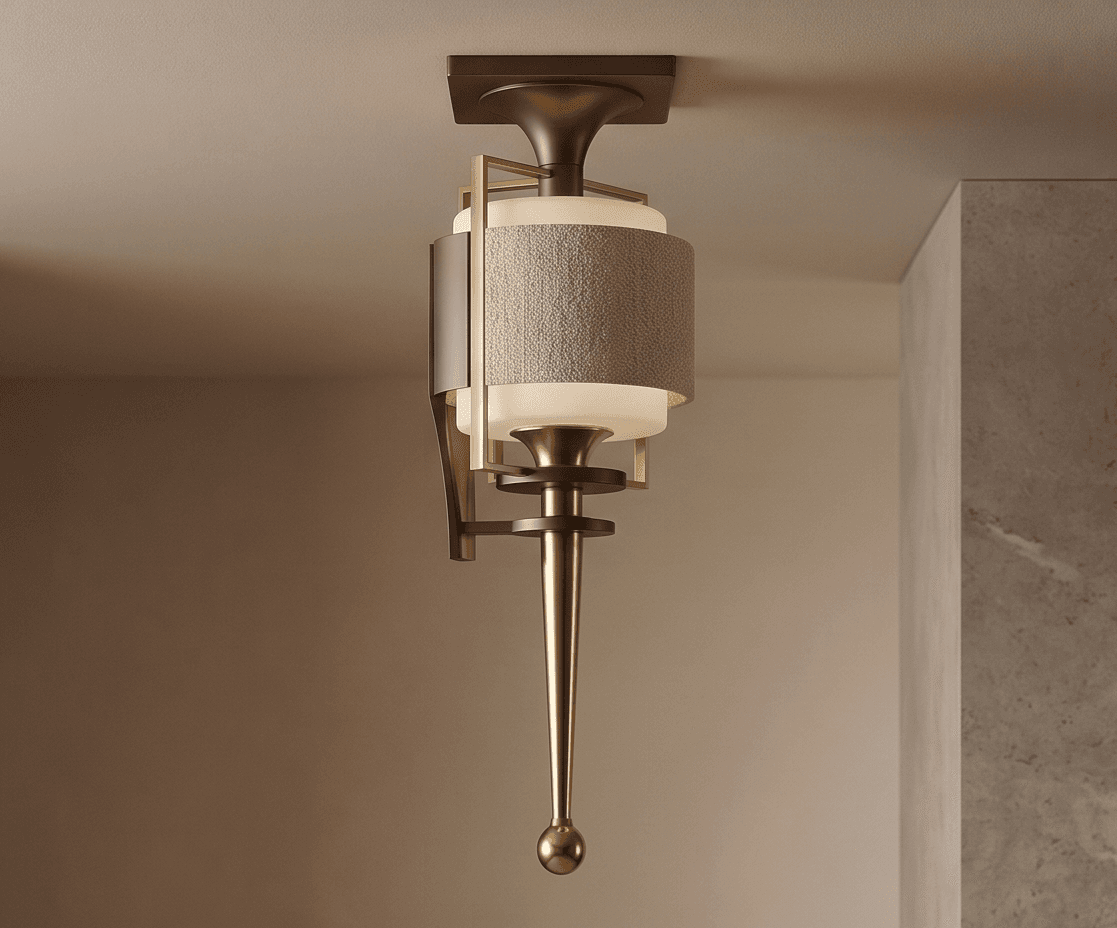 Brass And Beige Pendant Light