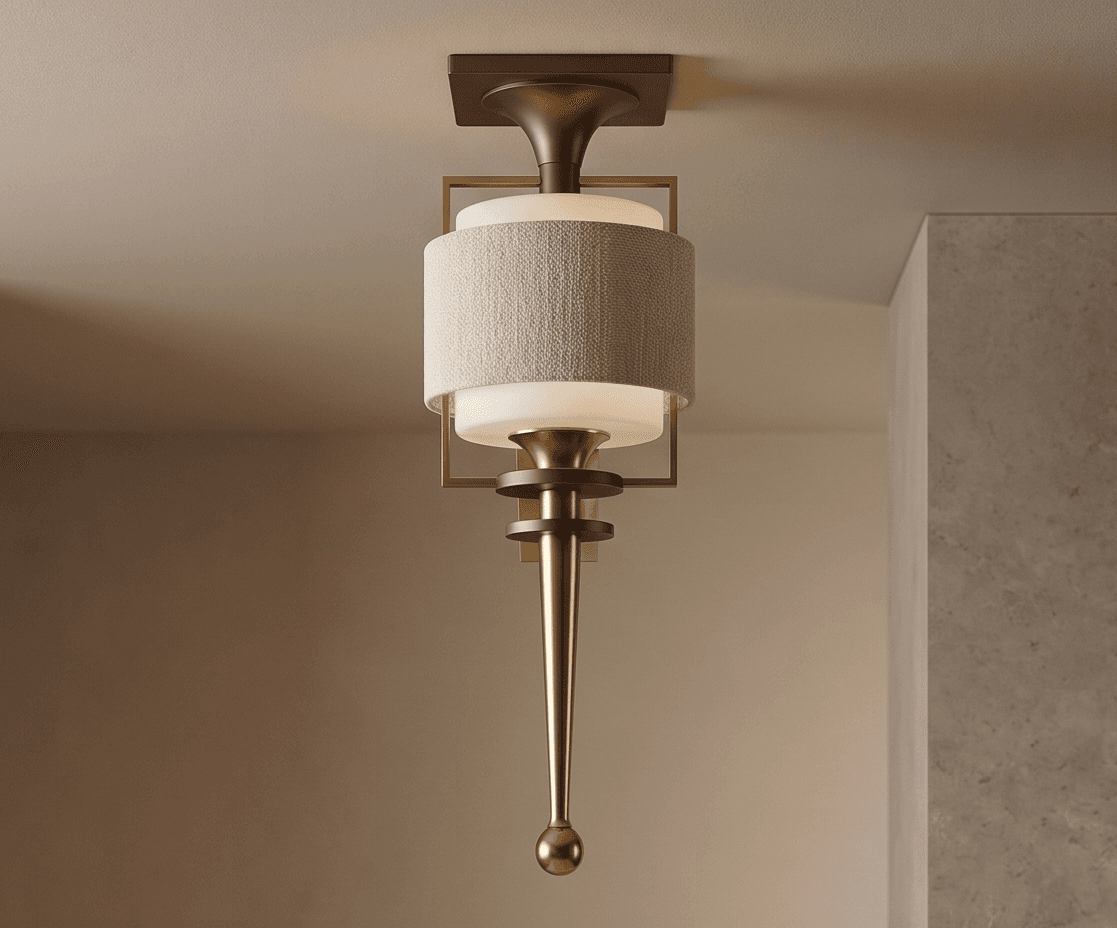 Brass And Beige Pendant Light angle 2