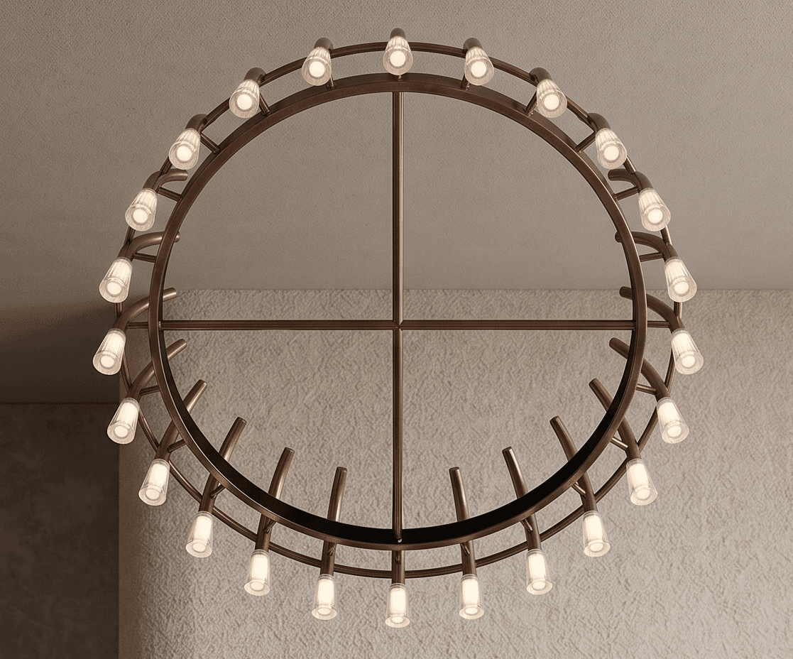 Brass And Glass Chandelier