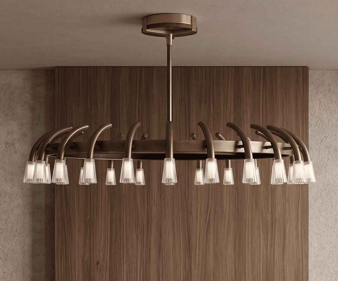 Brass And Glass Chandelier angle 2