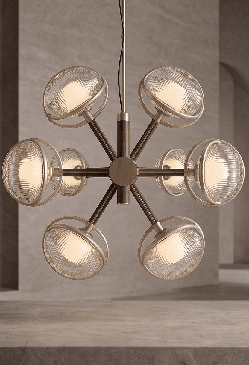 Brass And Glass Chandelier 2