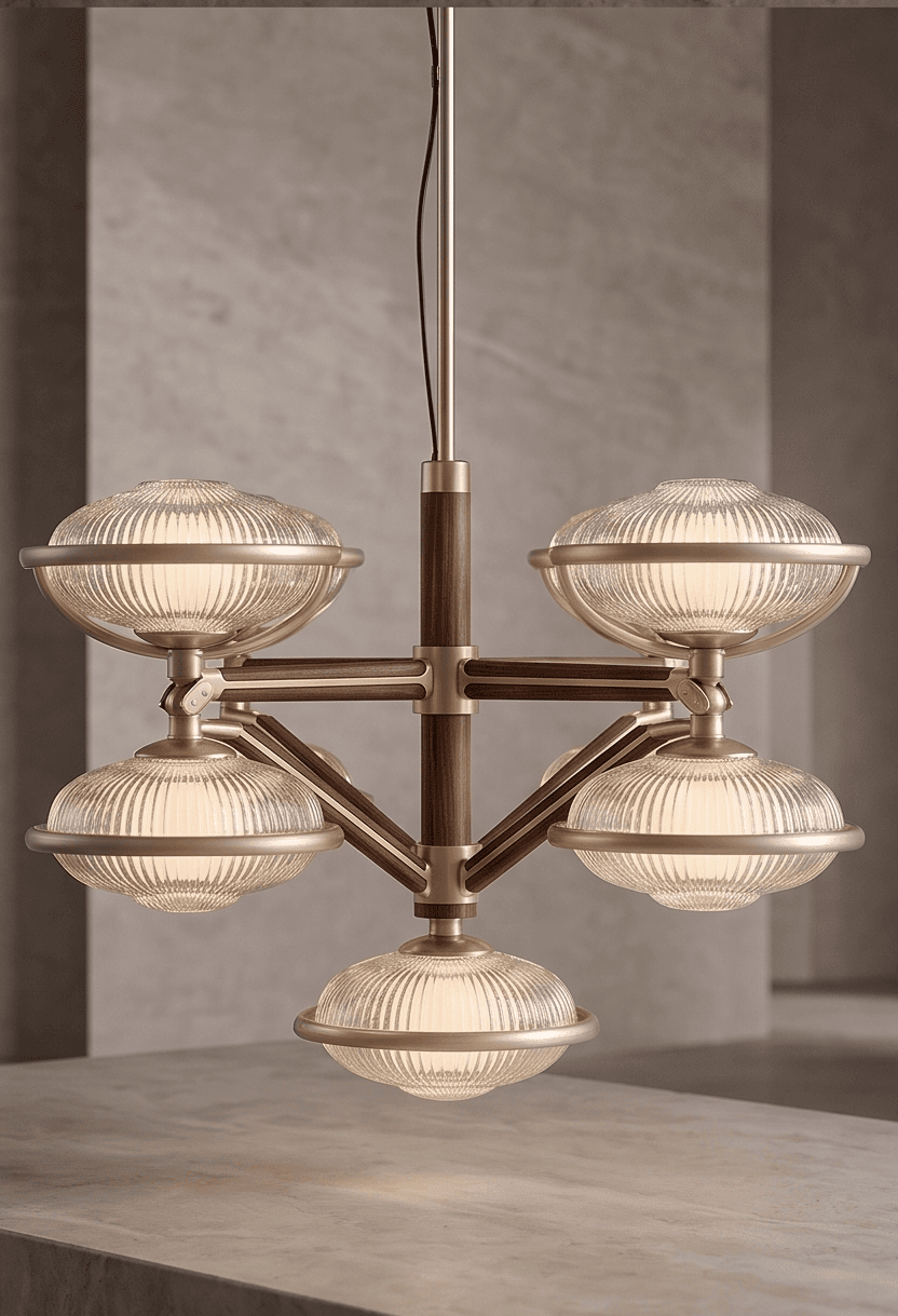 Brass And Glass Chandelier 2 angle 2