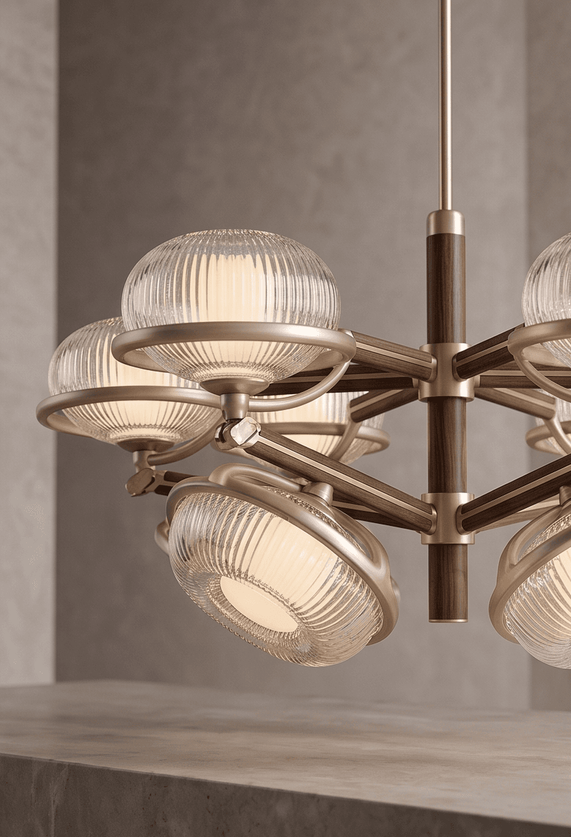 Brass And Glass Chandelier 2 Angle 3